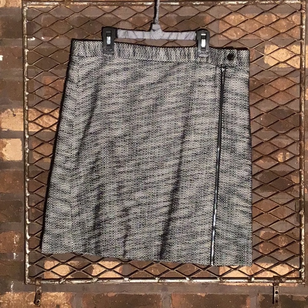 Anne Klein skirt heavy black white cotton side zipper size 10
